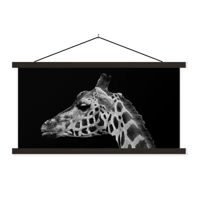 Produktbild von MuchoWow® Textilposter Tiere - Giraffe - Schwarz - Weiß 120x60 cm mit schwarzem Rahmen - Dekoration Schlafzimmer