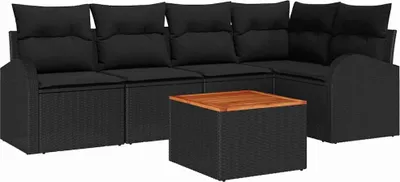 Produktbild von vidaXL Gartensofa-set 6 stk. Schwarz Poly-Rattan