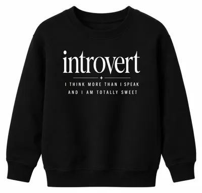 Produktbild von Introvert I Think More Than I Statement Sarkasmus Kinder Sweatshirt Pullover, Schwarz, 152