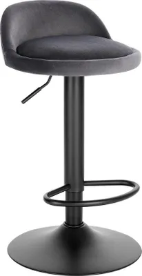 Image de Lot de tabourets de cuisine de style industriel - Gris - Réglables en hauteur - Tabourets de bar avec assise et dossier - Tabourets de bureau - Chaises de cuisine - Revêtement en velours