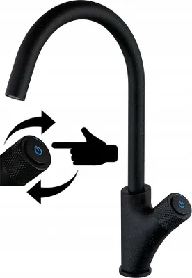 Produktbild von Granitan | PRESS - Küchenarmatur - 360° schwenkbar - Granit-Optik - Schwarz - Messing - Keramikkopf