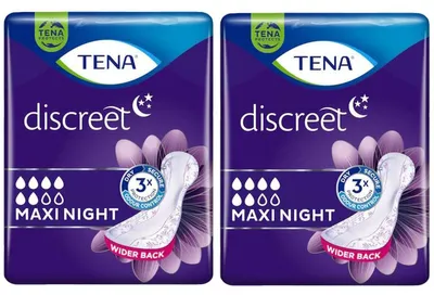 Zdjęcie produktu dla Tena Discreet Maxi Night podpaski higieniczne na osłabienie pęcherza 6 sztuk 2 opakowania