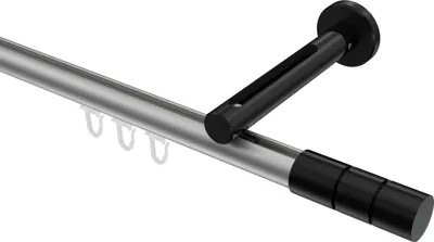 Produktbild von Interdeco Innenlaufstange / Gardinenstange mit Innenlauf Silbergrau / Schwarz, Typ Siteno Elanto (Rillenzylinder), 20 mm Ø 1-läufig, 360 cm