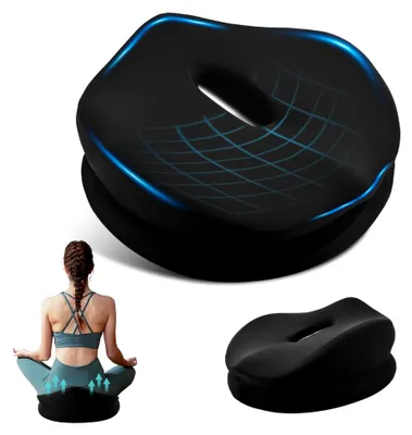 Produktbild von Orthopädisches Sitzkissen, Doppelschicht Sitzkissen aus Memory Foam für Bürostuhl, Steißbein-Entlastung für Auto, Sofa, Büro und Rollstuhl (Schwarz)