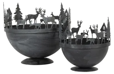 Image de Clayre & Eef Décoration Coupe Ø 19x17 / Ø 13x14 cm Gris Métal