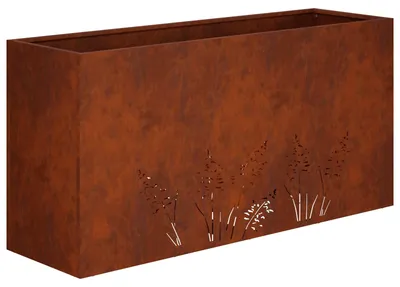 Immagine prodotto di vidaXL Vaso da giardino effetto ruggine, 100 x 30 x 49 cm, acciaio resistente agli agenti atmosferici