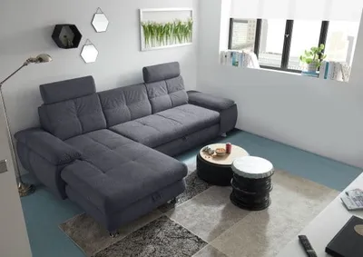Produktbild von Ecksofa Alba von Ed Exciting Design – Stilvolles Sofa mit Stoff Brego, Schlaffunktion & Bettkasten, beidseitig bestellbar : vorstehend links : Anthrazit Ausrichtung: vorstehend links Farbe: Anthrazit