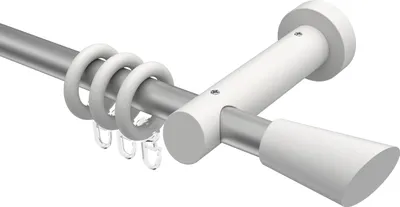 Produktbild von Interdeco Gardinenstange / Vorhangstange Silbergrau / Weiß, Typ Talena Bero (Konus Schräge), 20 mm Ø 1-läufig, 200 cm