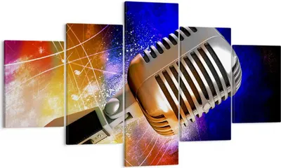 Produktbild von Bild auf Leinwand - Leinwandbild - Mikrofon Musik Sänger - 125x70cm - Wand Bild - Wanddeko - Leinwanddruck - Bilder - Kunstdruck - Wanddekoration - Leinwand bilder - Wandkunst - EA125x70-0450