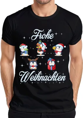 Produktbild von Frohe Weihnachten Pinguine Geschenke - Weihnachten Weihnachtsgeschenk Christmas Herren T-Shirt, Schwarz, 3XL