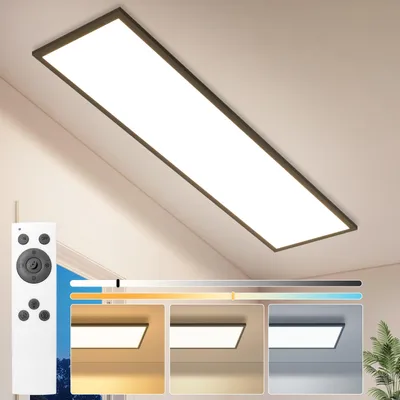 Obrázok produktu pre LED panel ZMH, 120x30 cm, stmívateľné, stropné svietidlo, ploché, vhodné do obývačky, 18,5 W, s diaľkovým ovládaním, nastaviteľná farba svetla, vhodné do spálne, kuchyne alebo chodby, čierna farba
