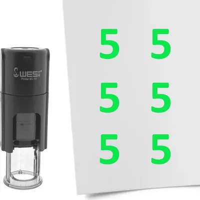 Produktbild von CombiCraft Selbstfärbender Stempel 'Zahl 5' in der Farbe Grün, Ø10mm