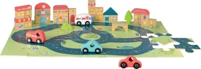 Produktbild von Puzzle mit Autos aus Holz