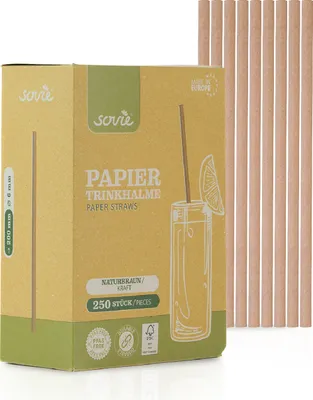 Produktbild von Trinkhalme in Naturbraun aus Papier,  Ø 6 mm / 20 cm, 5750 Stück verpackt im Pappkarton - Mank