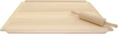 Produktbild von Backbrett Teigbrett Holz Nudelbrett Arbeitsplatte Küchenbrett 80x60 + Nudelholz