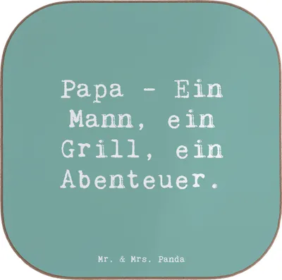 Produktbild von Mr. & Mrs. Panda Untersetzer für Gläser Spruch Papa Abenteuer - Meeresbrise - Geschenk, gläseruntersetzer, Liebe, Tasse, Grillmeister, Familienleben, Coaster, Geschenke