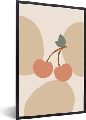 Produktbild von MuchoWow® Gerahmtes Poster Obst - Pastell - Kirschen 60x90 cm - Poster mit Schwarzem Bilderrahmen Wandposter Rahmen Foto Bilder - Kunst