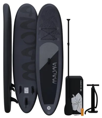 Produktbild von Stand Up Paddle-Board MAONA Schwarz SUP Board Komplettset 308 cm Länge Alu-Paddel Luftpumpe Tragetasche 120 kg