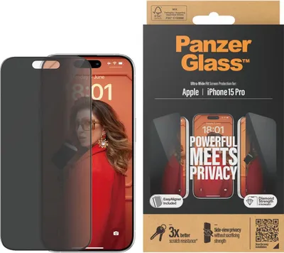 Produktbild von Privacy Screen Protector iPhone 15 Pro | Ultra-Wide Fit w. EasyAligner (2810)