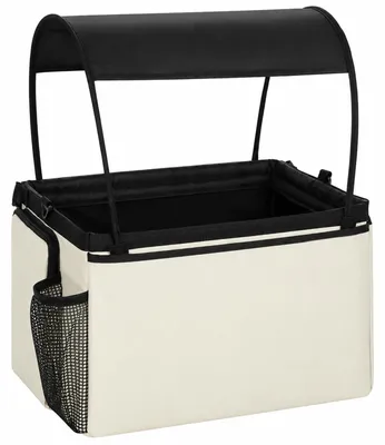 Produktbild von Hundekorb Fahrrad Vorne 2-in-1 Tragbarer Hundefahrradkorb mit Verdeck Sicherheitsleine Schultergurt Seitentaschen 5kg