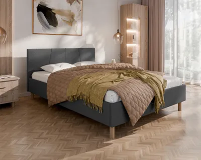 Produktbild von ALMORE Polsterbett – minimalistisches Design, Holzbett auf Füßen | ohne matratze