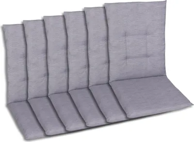 Produktbild von GO-DE Textil, Sesselauflage Mittellehner, 6er-Set, Farbe: grau, Maße ca.: 108 cm x 48 cm x 5 cm
