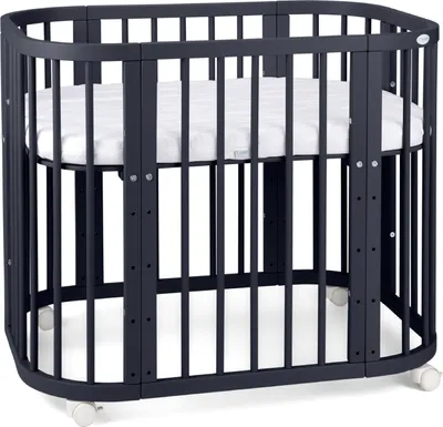 Produktbild von Babybett, Beistellbett aus Holz, 5in1 mit Matratze, Belüftet,Ohne Stoffset,Holz graphit