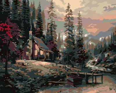 Produktbild von Diamondi - Diamond painting - BLOCKHAUS, 40X50 cm, mit Keilrahmen (bereits gespannt)