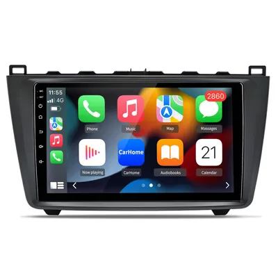 Produktbild von Octa-Core 9'' Android 15 Autoradio Carplay Android Auto 4+64GB Für Mazda 6 GG GH 2007-2012 GPS Navi WIFI Bluetooth DAB+ FM SWC RDS DSP 2DIN USB