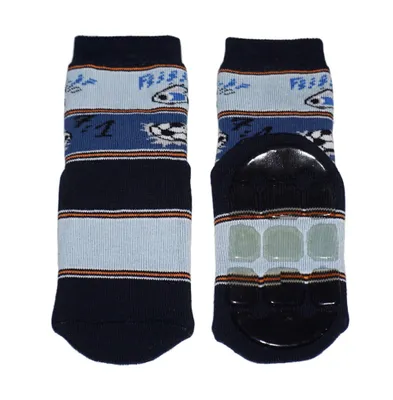 Produktbild von Kinder ABS-Socken aus Baumwolle Fußballspiel Marine-Jeans Größe 23-26