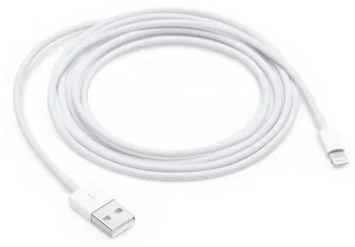 Image de Câble de charge et de données USB-A vers Lightning pour iPhone, 2 mètres, Blanc
