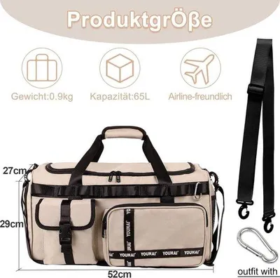 Produktbild von Große Sporttasche 65L Grau Damen Heren Reise