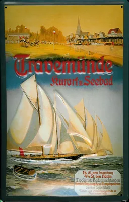 Produktbild von Blechschild Travemünde Segelboot Regatta Segelyacht Schiff Schild Nostalgieschild