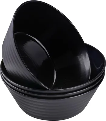 4er-Set Kunststoff-Bowls 20 cm schwarz 1200 ml mikrowellengeeignet