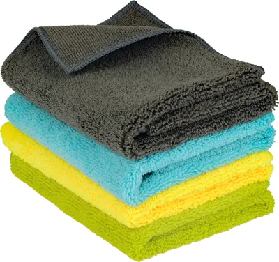 Produktbild von 4 Stück Premium 2-in-1 Mikrofasertücher 40 x 40 cm 400g/m² in Profiqualität – Doppelseitig, Kurze und Lange Fasern