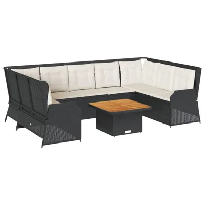 Produktbild von vidaXL 7-tlg. Garten-Lounge-Set mit Kissen Schwarz Poly Rattan