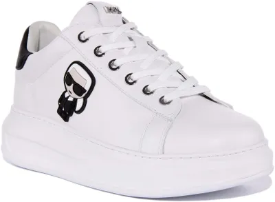 Produktbild von Karl Lagerfeld Kapri Frauen Schnürung Leder Ikonische Turnschuhe Weiß – 3 Großbritannien - 36 EU - 5 US / Weiß