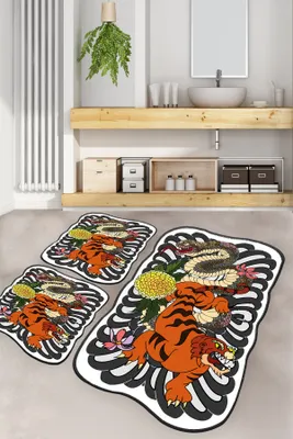 Produktbild von Mijolnir, Wild Animals, Badematten-Set (3-teilig), Mehrfarbig, 100% POLYESTER, 50 x 60 cm