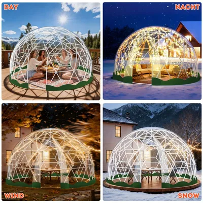 Produktbild von 4,6 Meter Kuppelzelt - Außenzelt - Iglu-Zelt - Geodätisches Kuppelzelt - Grünes Kuppelzelt - Wetterbeständiger ABS-Rahmen