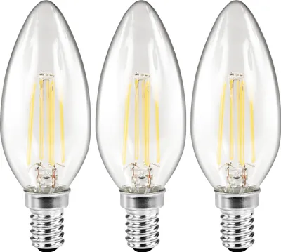 Produktbild von 3er-Sparpack LED Filament Set McShine, 3x Kerzenlampe, E14, 2W, 200lm, warmweiß, klar