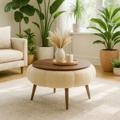 Produktbild von Couchtisch aus Holz "Papatya 60" - 60 x 60 x 44 cm - Creme