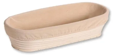 Produktbild von Neustanlo | Gärkörbchen Oval aus Rattan | 35,5 x 15,5 x 9 cm Brotgärkorb mit abnehmbarem Textilfutter | Natur Brotform für Sauerteig & Hefeteig | Backzubehör für Brotbacken