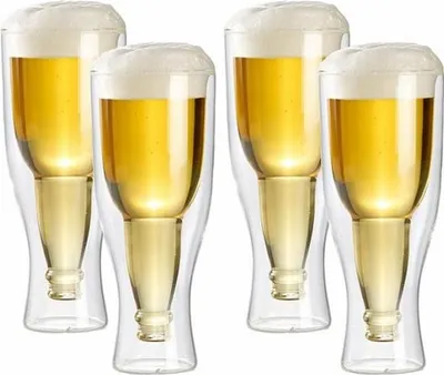 Obrázek produktu pro Dvoustěnné sklenice na pivo - Infactory - 20 cl - Sada 4 kusů - Lze mýt v myčce - Sklo