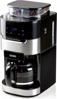 Zdjęcie produktu dla Ekspres do Kawy z Mlynkiem DOMO DO721K, 900 W, 1.5 L, 12 filiżanek, 200 g Ziarna, LCD, 3 Intensywności