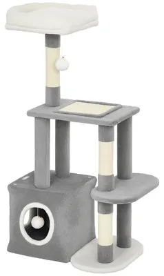 Produktbild von PawHut Kratzbaum 107 cm Katzenturm mit Höhle Plüschballen Sisalstämme Plattform