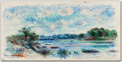 Produktbild von Coloray Bild aus Leinwand 120x60 Leinwand Dekoration - Fluss Wald Himmel