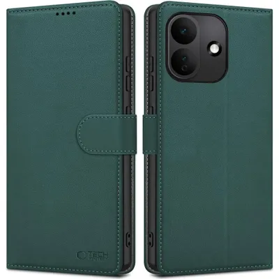 Productafbeelding van Telefoonkoffer met klep voor de Xiaomi Redmi Note 17 Pro 5G, Tech-Protect Wallet, groen