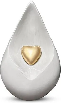 Produktbild von Weiße Vulcano As-Urne 2 Liter – Hochwertiges Aluminium, Tropfenform, Rostfrei, Elegantes Design