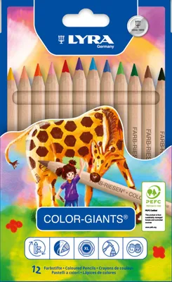 Produktbild von LYRA Color-Giants Buntstifte unlackiert Kartonetui 12 sortierte Farben