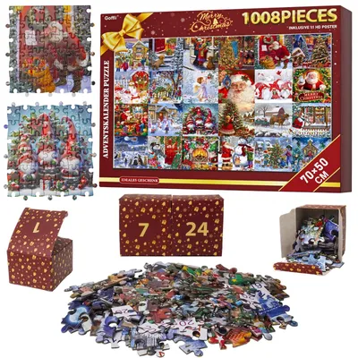Imagen del producto de Calendario de Adviento Puzzle 2026 Navideño 1008 Piezas 70x50 cm Calendario de Adviento Puzzle para Adultos